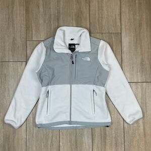 The North Face Polartec Fleece Jacket Womens M White Gray Full Zip